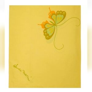 Vintage Hanae Mori Butterfly Pillowcase Yellow MCM Retro Hippie 60s 70s Gold Bed